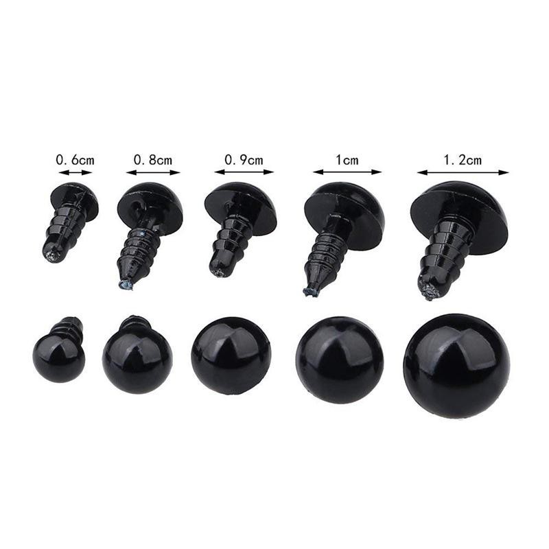 Set 10 Mắt Dạng Vít Bằng Nhựa Mềm Màu Đen 5-24mm Kèm Vòng Đệm Cho Gấu Bông
