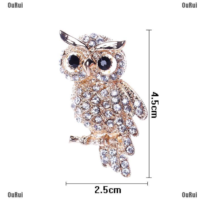 Huy Hiệu Cài Áo Hình Con Cú Mạ Vàng Đính Đá