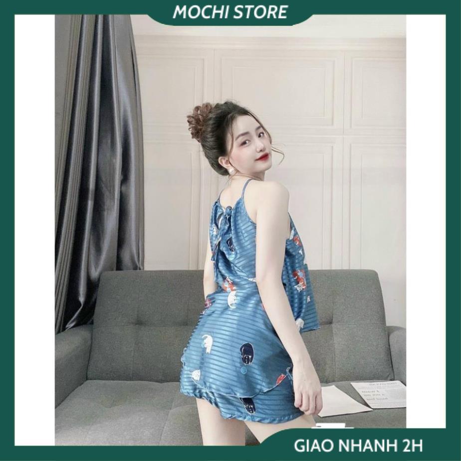 Đồ Bộ Nữ Áo Yếm Chất Gấm Lụa , Đồ Ngủ Sexy 2 Dây Quần Cọc Nhiều Họa Tiết Lạ Mắt Form Rộng Rãi Thoáng Mát. | BigBuy360 - bigbuy360.vn