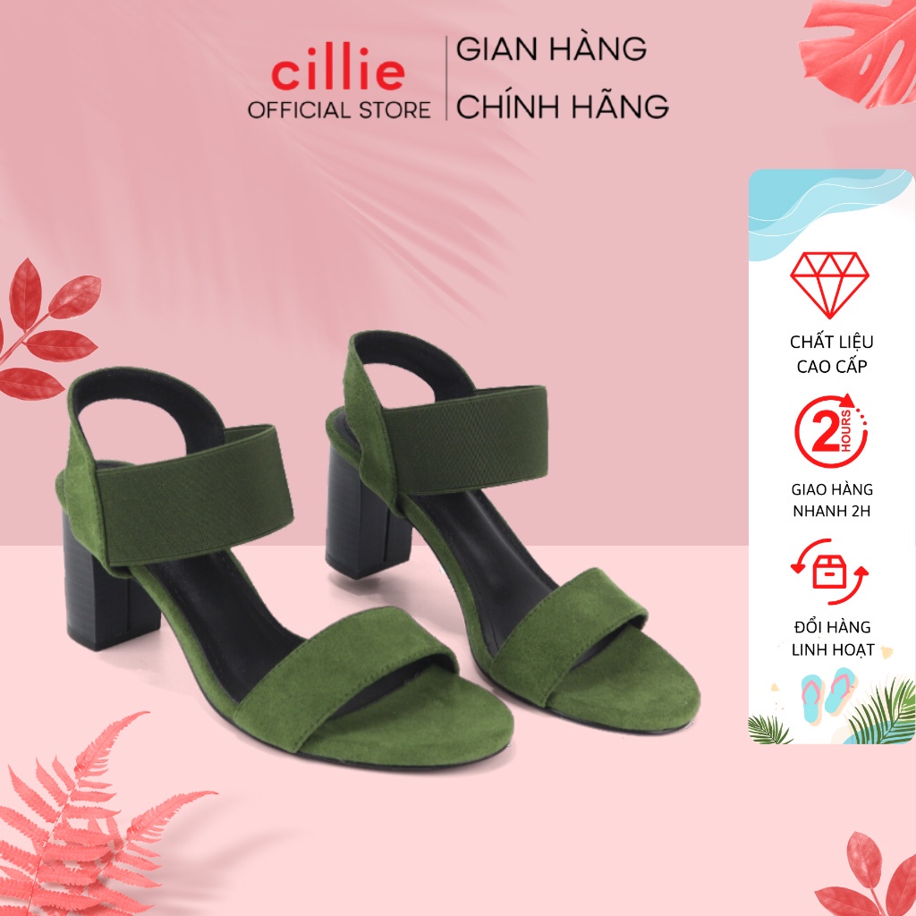 Giày sandal nữ quai ngang basic phối mới lạ thời trang gót trụ 7cm đi làm