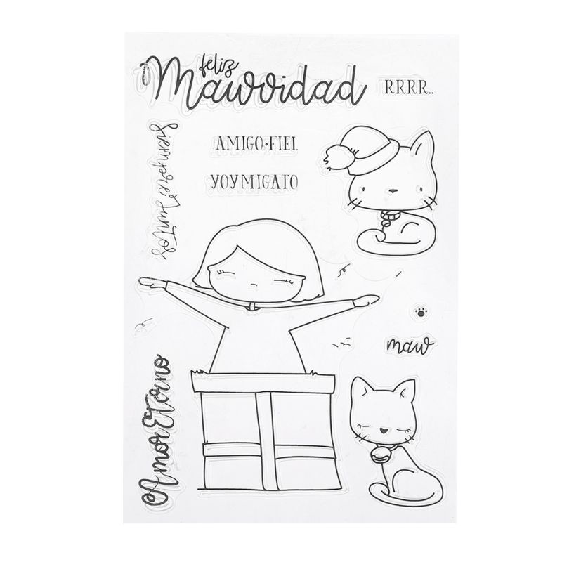 Con Dấu Silicon Trong Suốt Hình Mèo Dùng Trang Trí Album Ảnh Diy