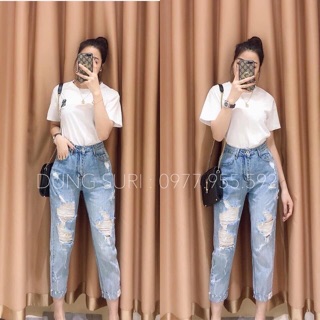 Quần jean boy rách vảy sơn