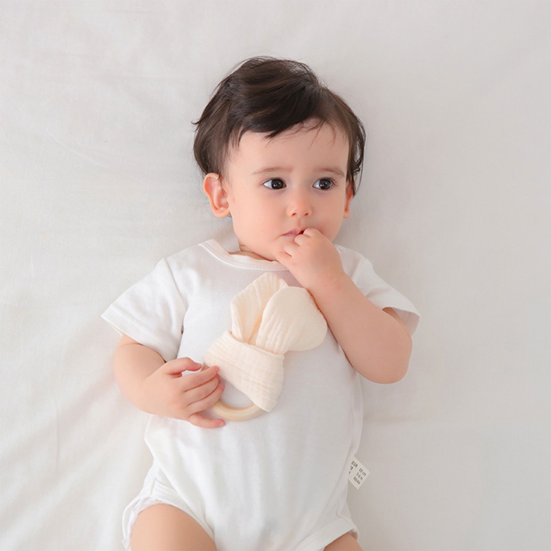Đồ Chơi Ngậm Mọc Răng Hình Tai Thỏ Chất Liệu Cotton Mềm Mại Thoải Mái Dành Cho Bé