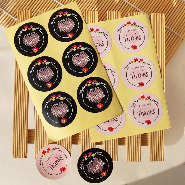 [SỈ 2.4K] Set 6 miếng dán Sticker THANK YOU đen hồng | BigBuy360 - bigbuy360.vn