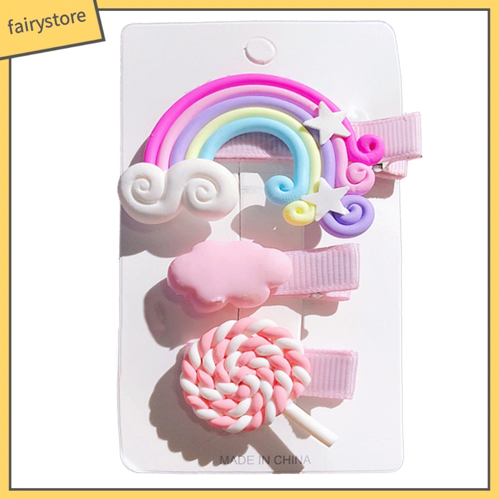 Set 3 Kẹp Tóc Màu Cầu Vồng Dễ Thương Cho Bé Gái