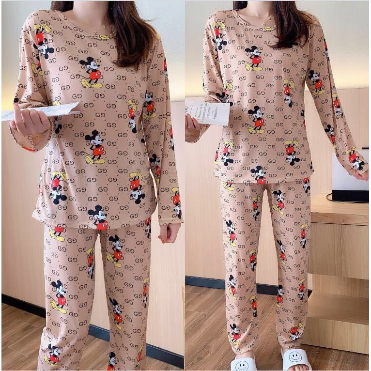 Bộ Đồ Ngủ Ngắn Tay Trọng Lượng Nhẹ In Họa Tiết Cho Nữ