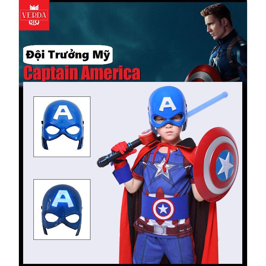 Mặt nạ siêu nhân spiderman có đèn đồ chơi nhập vai spider man captain america ironman batman hulk anh hùng marvel mask