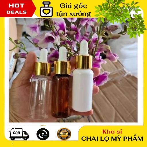 Lọ Chiết Serum ❤ GIÁ TẬN GỐC ❤ [30ml/50ml/100ml] Chai nhựa pet đựng tinh dầu bóp giọt Khoen vàng chiết mỹ phẩm .