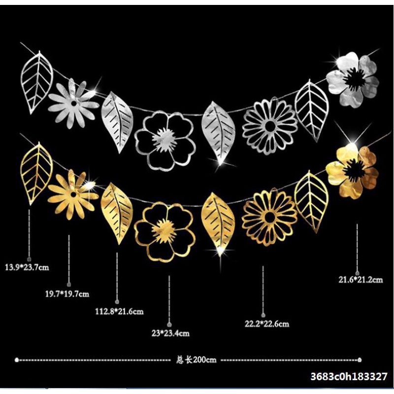 Dây Trang Trí Hoa Lá Ép Kim Vàng, Bạc Và Hồng Gold, Đỏ