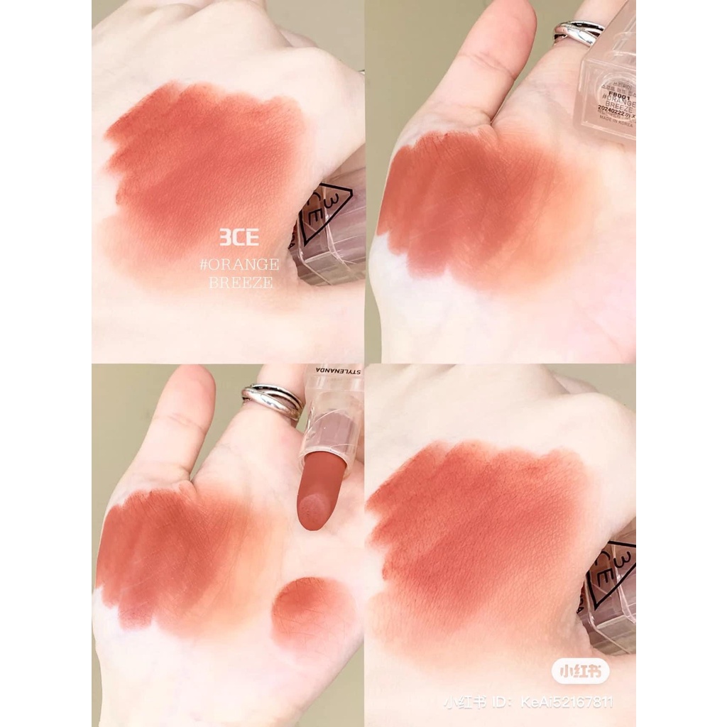 Son thỏi lì 3CE vỏ trong suốt 3CE Soft Matte Lipstick Môi Mịn Màng Ẩm Mượt Speak To Me Red Muse Holy Chic Hazy Rose-Bebe