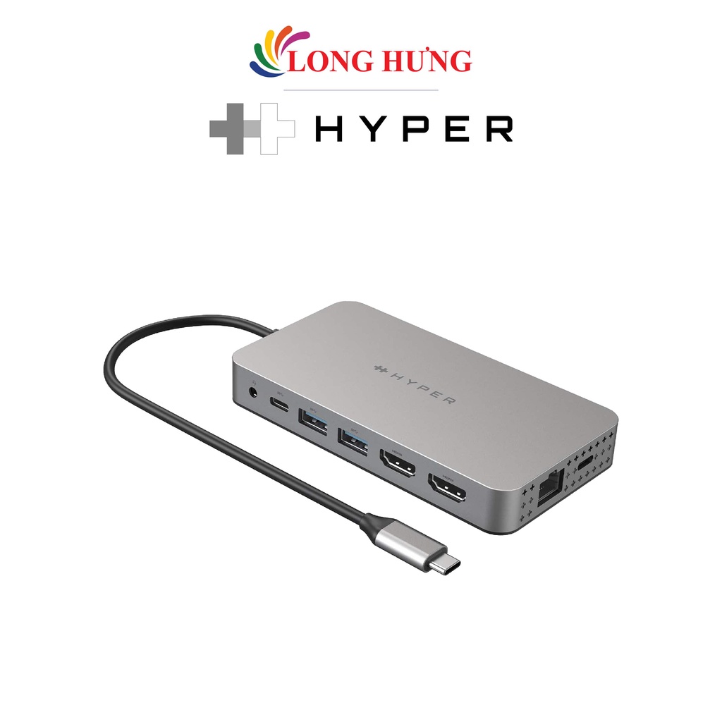 Cổng chuyển đổi HyperDrive 10-in-1 Dual HDMI USB-C Hub HDM1H - Hàng chính hãng