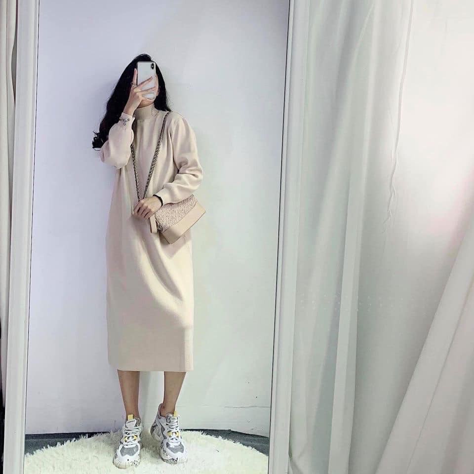 Đầm Dáng Suông Nữ [FREESHIP] 🌸 Đầm umi cổ len tay bo SIÊU ĐẸP 🌸 | BigBuy360 - bigbuy360.vn