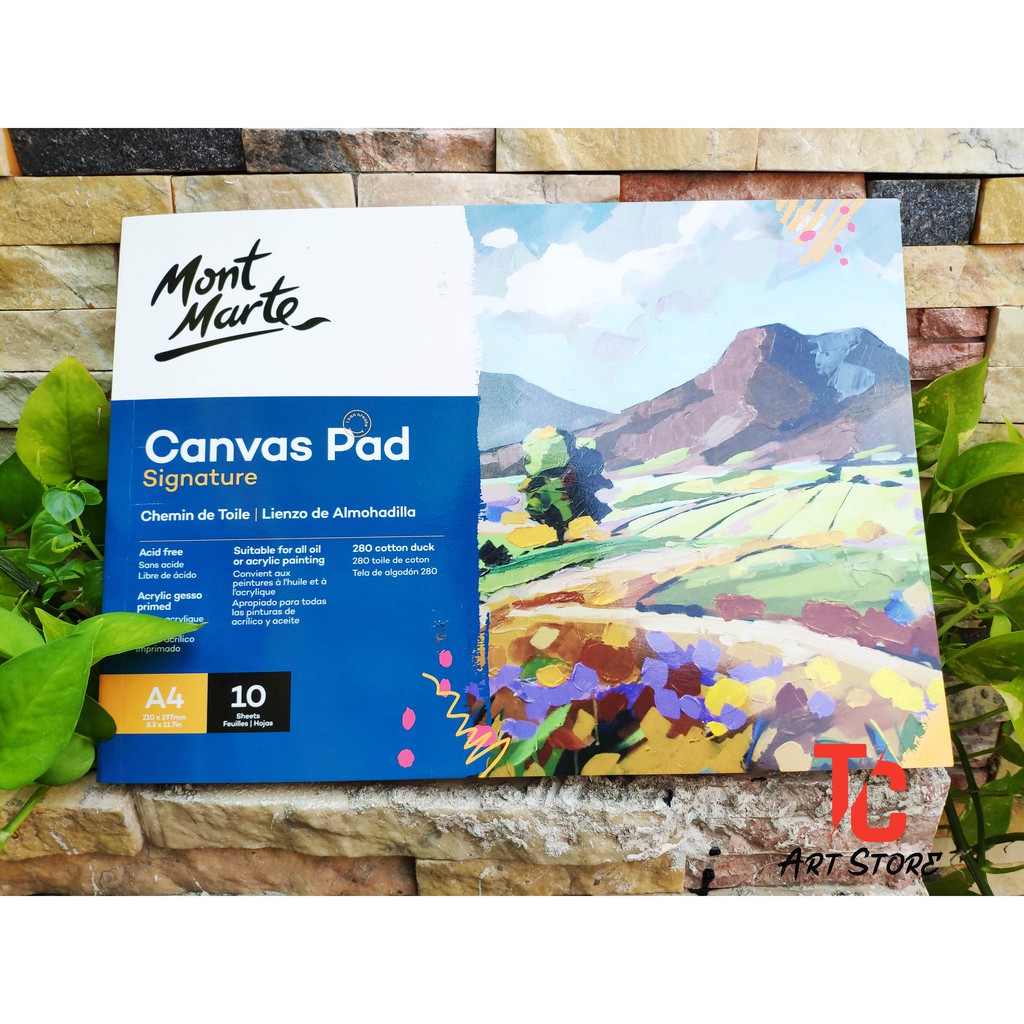 Tập sổ Canvas Vẽ Màu Acrylic, Sơn Dầu, Canvas Pad Mont Marte A3/ A4/ A5 - 10 Tờ Toan, 280Gsm