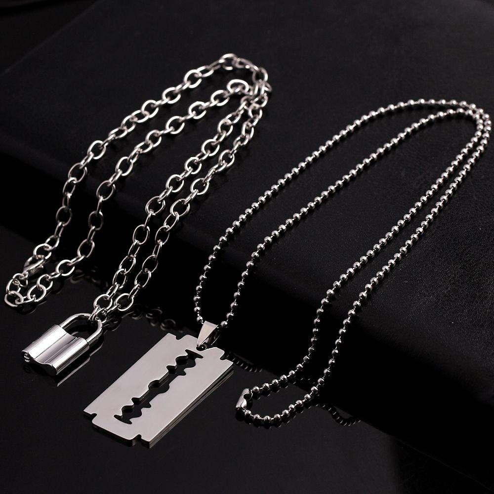 Dây Chuyền ROWANS 1 Set Cho Nam Và Nữ|Vòng Cổ Choker Dây Xích Bằng Thép Không Gỉ Phong Cách Punk