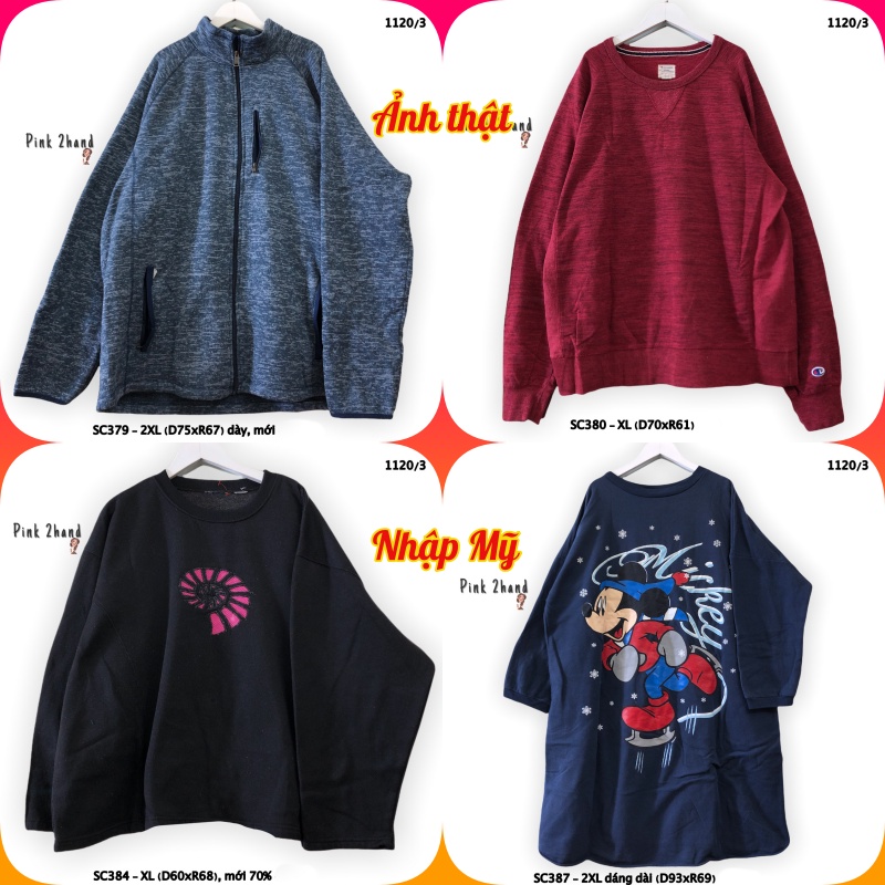 Áo Sweater nữ, nam 2hand, chất dày, size XL/XXL - 1412-3