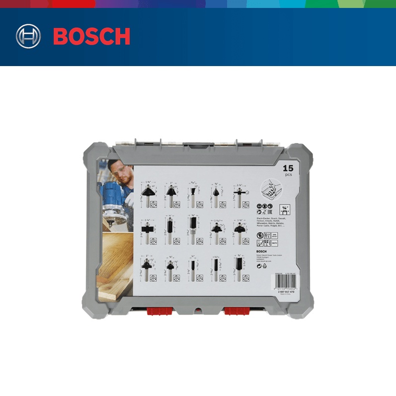 Bộ Mũi Phay Hỗn Hợp Bosch 15 Món