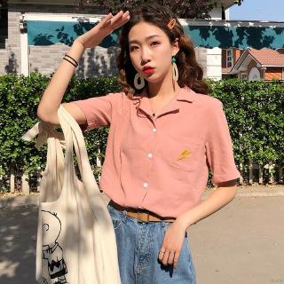 Áo sơ mi hoạ tiết thêu phong cách retro dành cho nữ