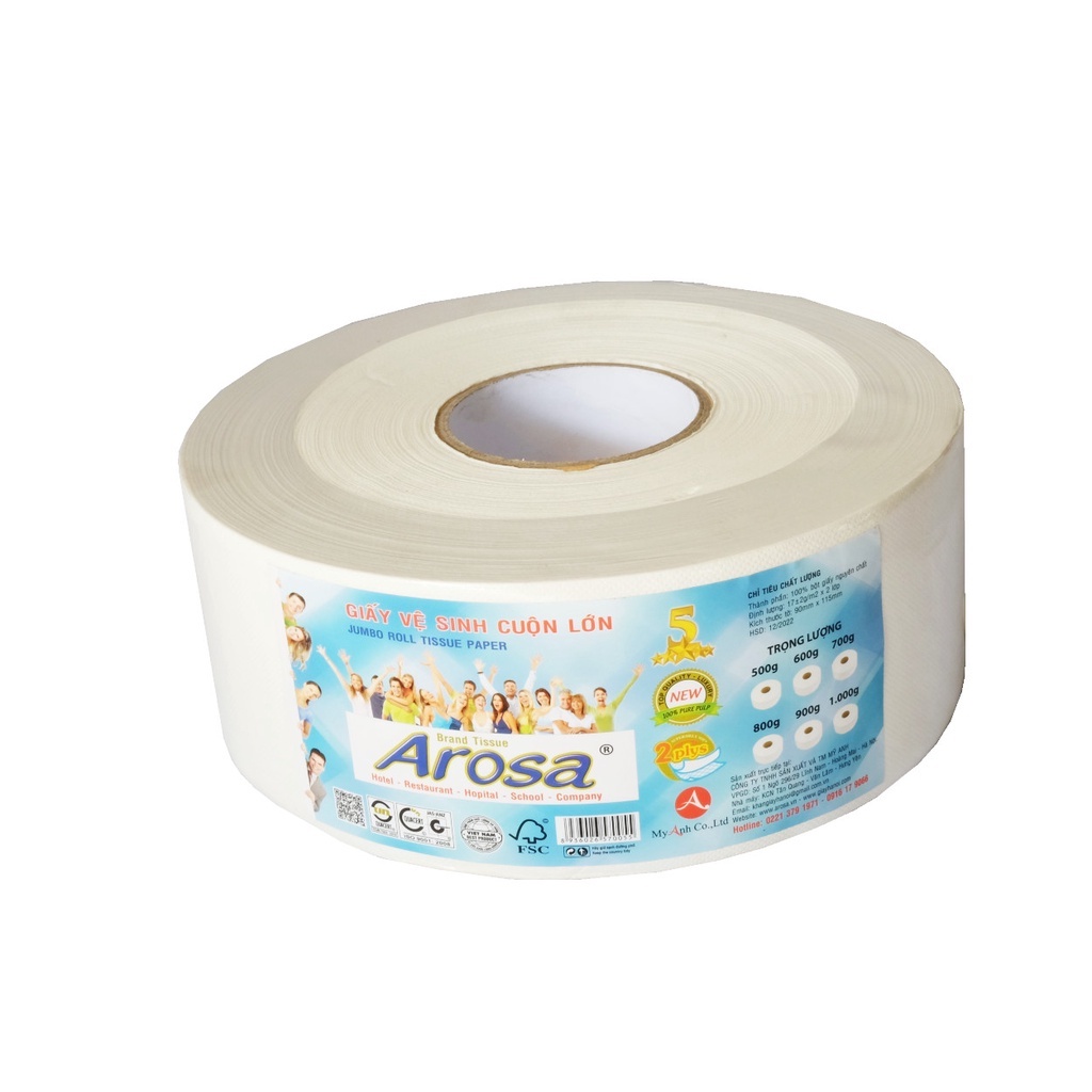GIẤY VỆ SINH CUỘN LỚN AROSA - A350 - A1KG * 2 LỚP