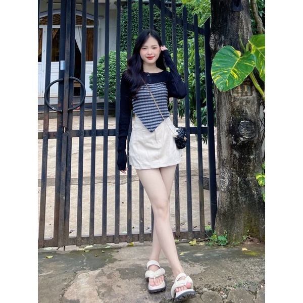 Quần Váy Kaki Giả Jean 3 Màu Xinh Xắn