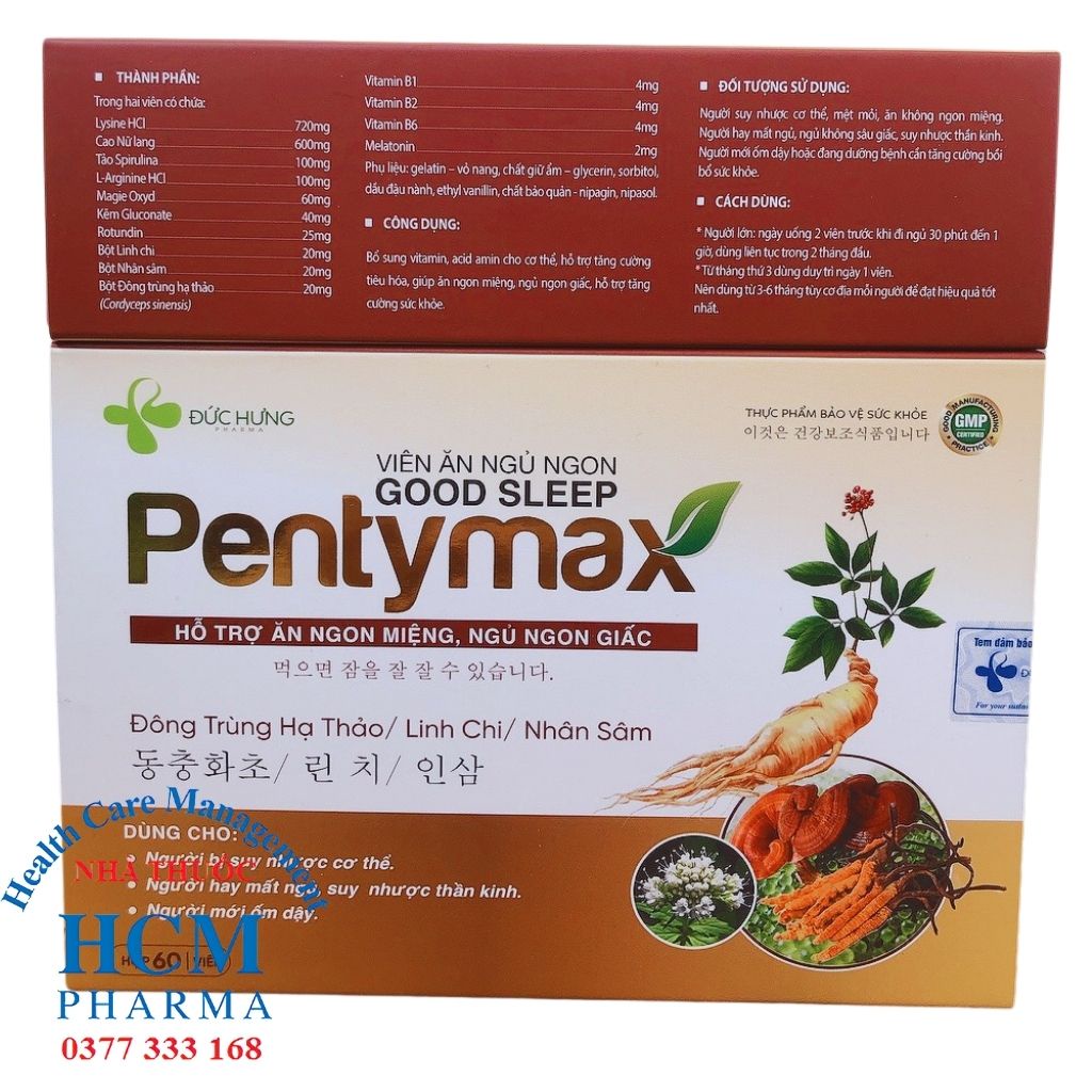 Viên Ăn ngủ ngon Good Sleep Pentymax cần thiết cho F0 mất ngủ hộp 60 viên DHG13