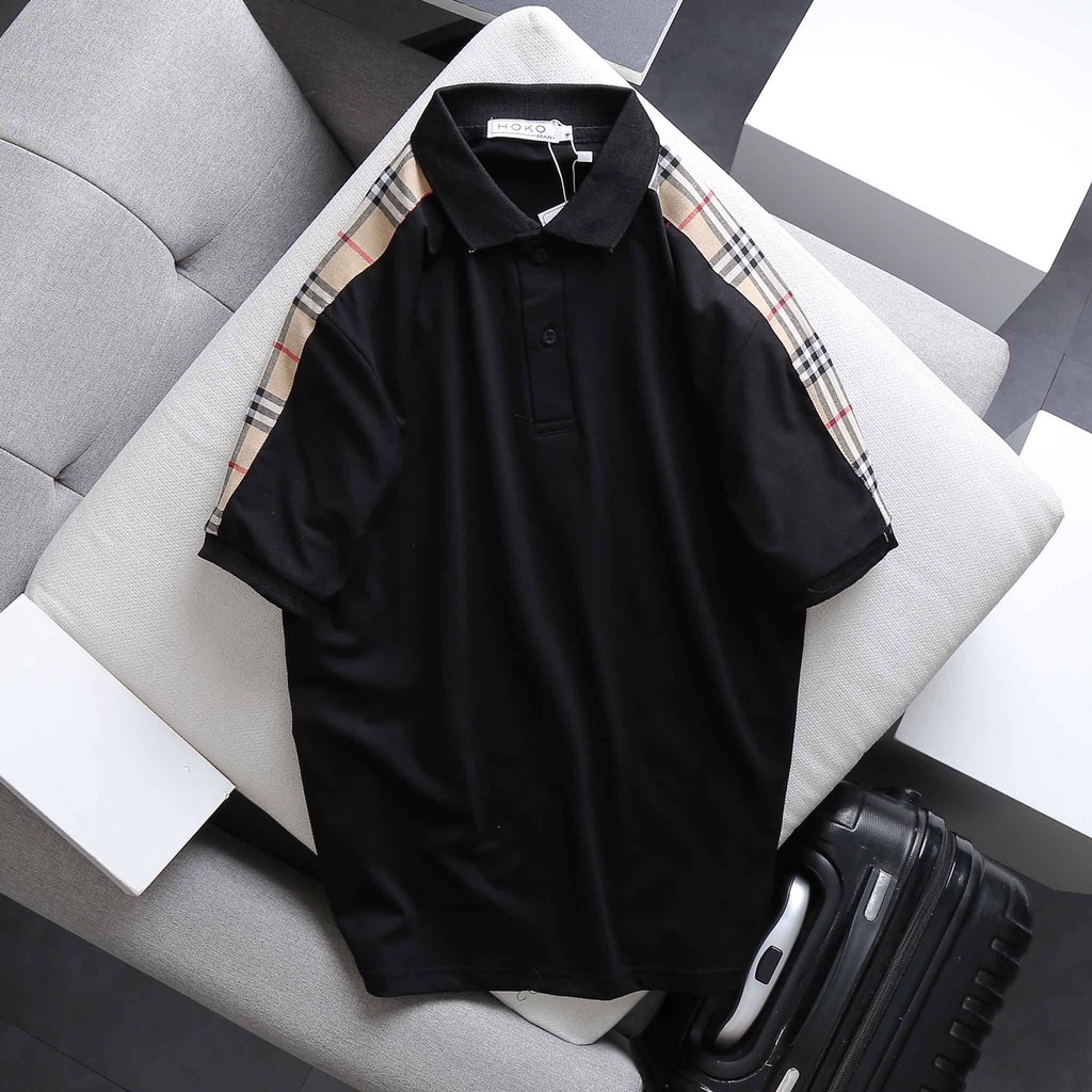 Áo thun Polo Nam nữ chất thun cá sấu Sọc kẻ vai style Hàn quốc phong cách Ulzzang