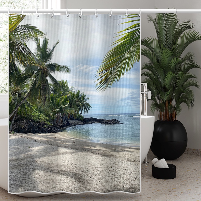Rèm phòng tắm phong cách bãi biển Hawaii chất lượng cao