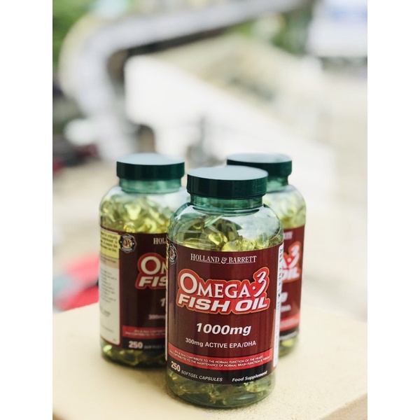 DATE 2025 Dầu cá Omega 3 Dầu cá số 1 UK Holland & Barrett Omega-3 Fish Oil Đẹp Da, Sáng Mắt, Tốt Cho Tim Mạch 250 Viên