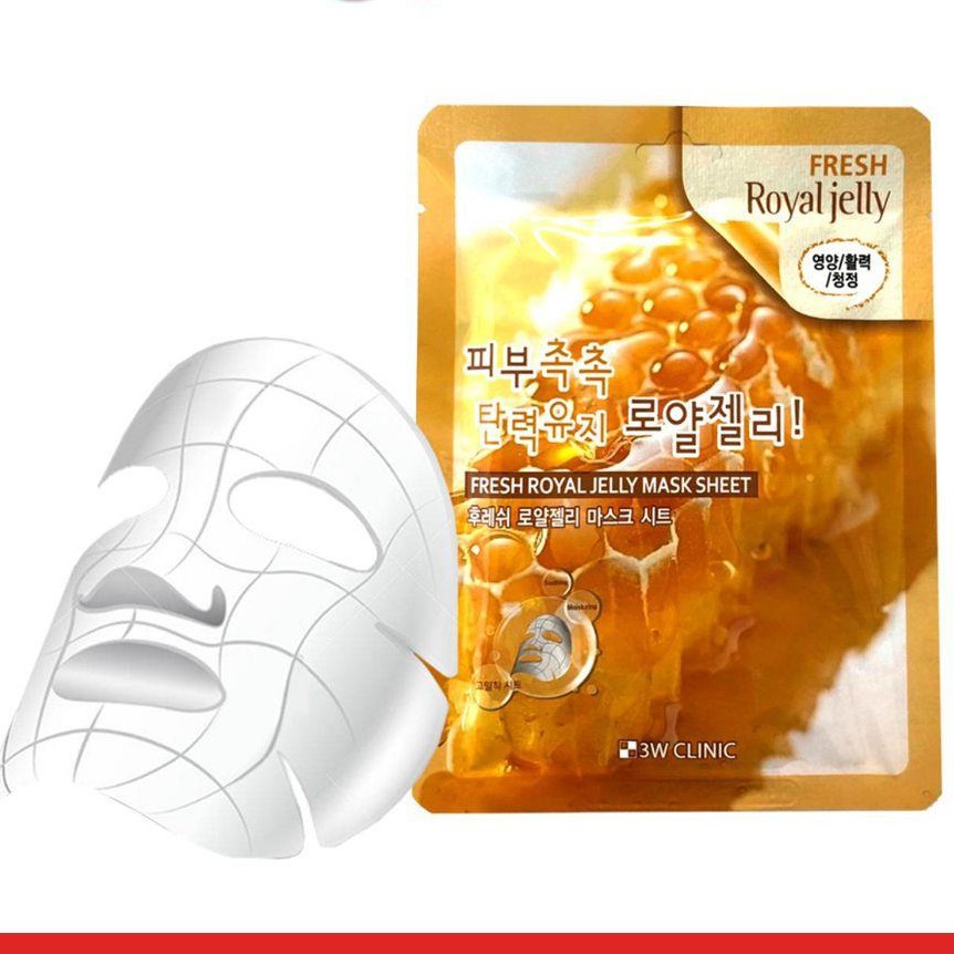 🌻Bộ 10 Mặt Nạ 🌻 Chiết Xuất Sữa Ong Chúa 🌻 3W Clinic Fresh Royal Jelly Mask Sheet 23ml X 10 🌻