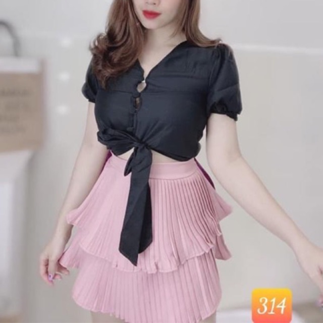 Chân váy 2 tầng xếp ly nhí (có quần trong) | BigBuy360 - bigbuy360.vn