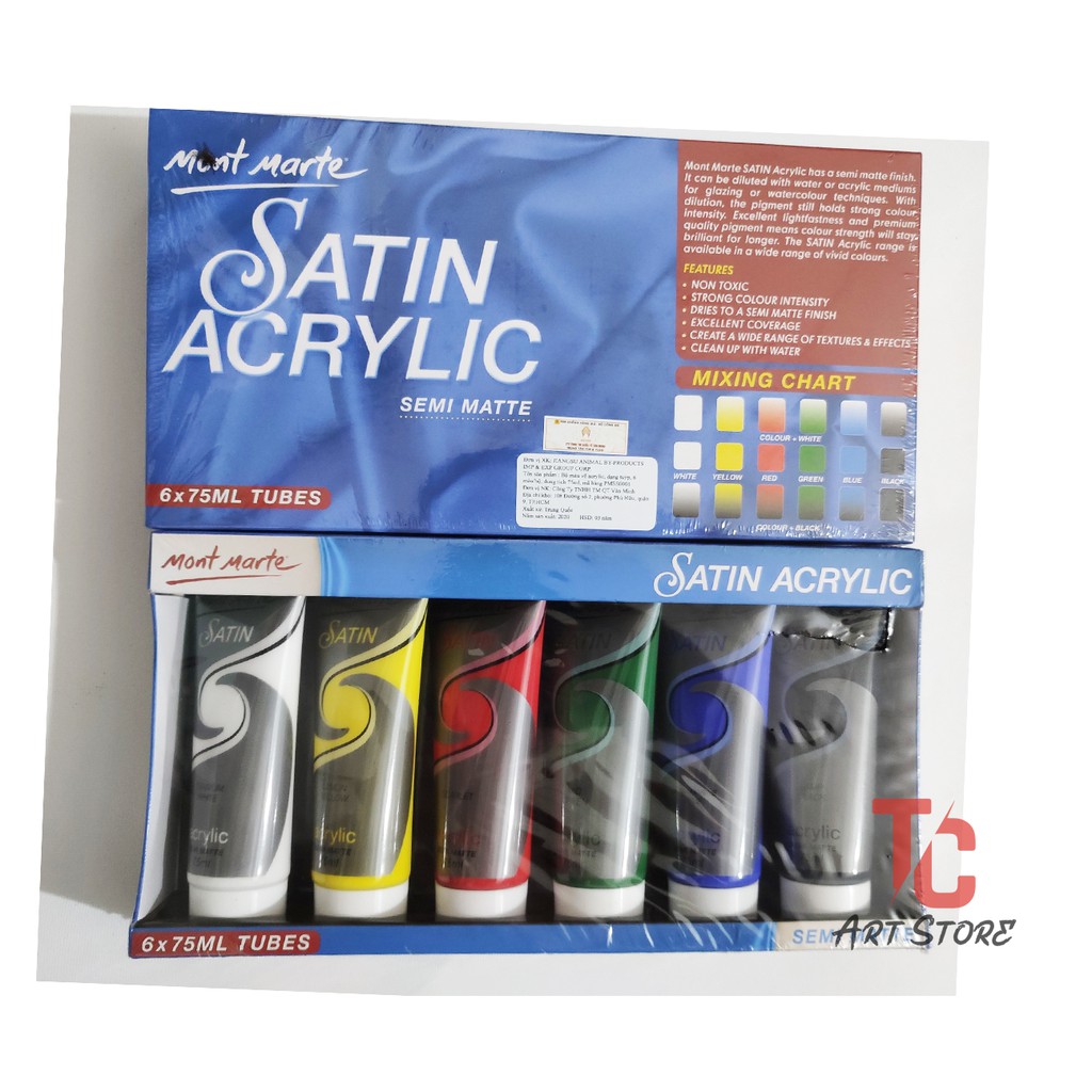 Màu Acrylic Satin Mont Marte bộ 18ml x 8 màu