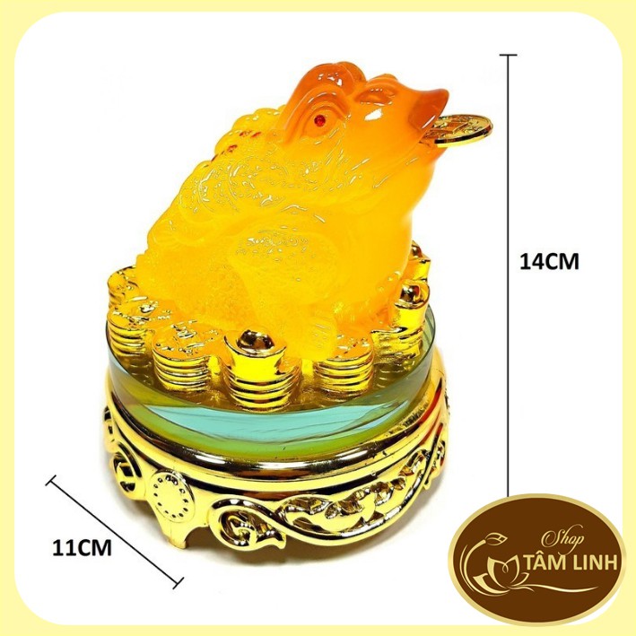 Cóc (Thiềm Thừ) Ngọc Phong Thủy Đế Kiếng Xoay Cao 14 cm