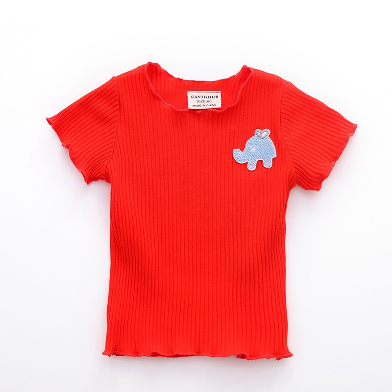 Áo thun cổ tròn màu sắc tươi sáng cho bé gái