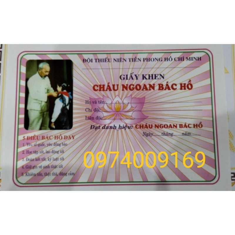 100 tờ giấy khen cháu ngoan bác hồ