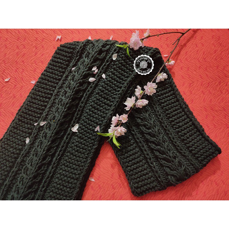 Khăn Len đan tay kiểu vặn thừng bông lúa độc lạ - Quà tặng handmade