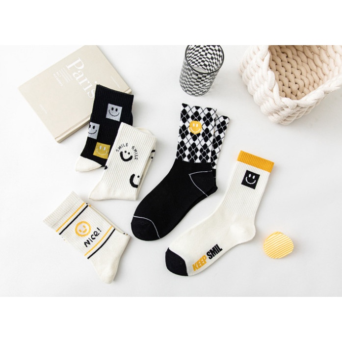 Tất Vớ thể thao cao cổ Mặt Cười, Chữ NICE phong cách trẻ trung, năng động.