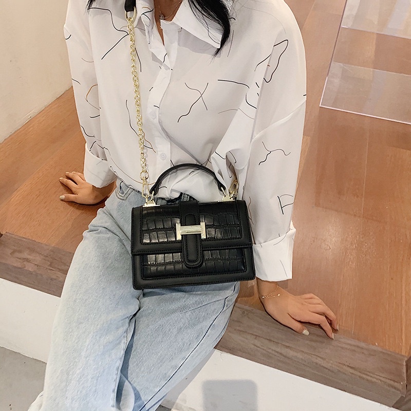 Túi đeo chéo nữ hàng cao cấp Hera Bag da cá sấu khóa chữ H cực sang chảnh