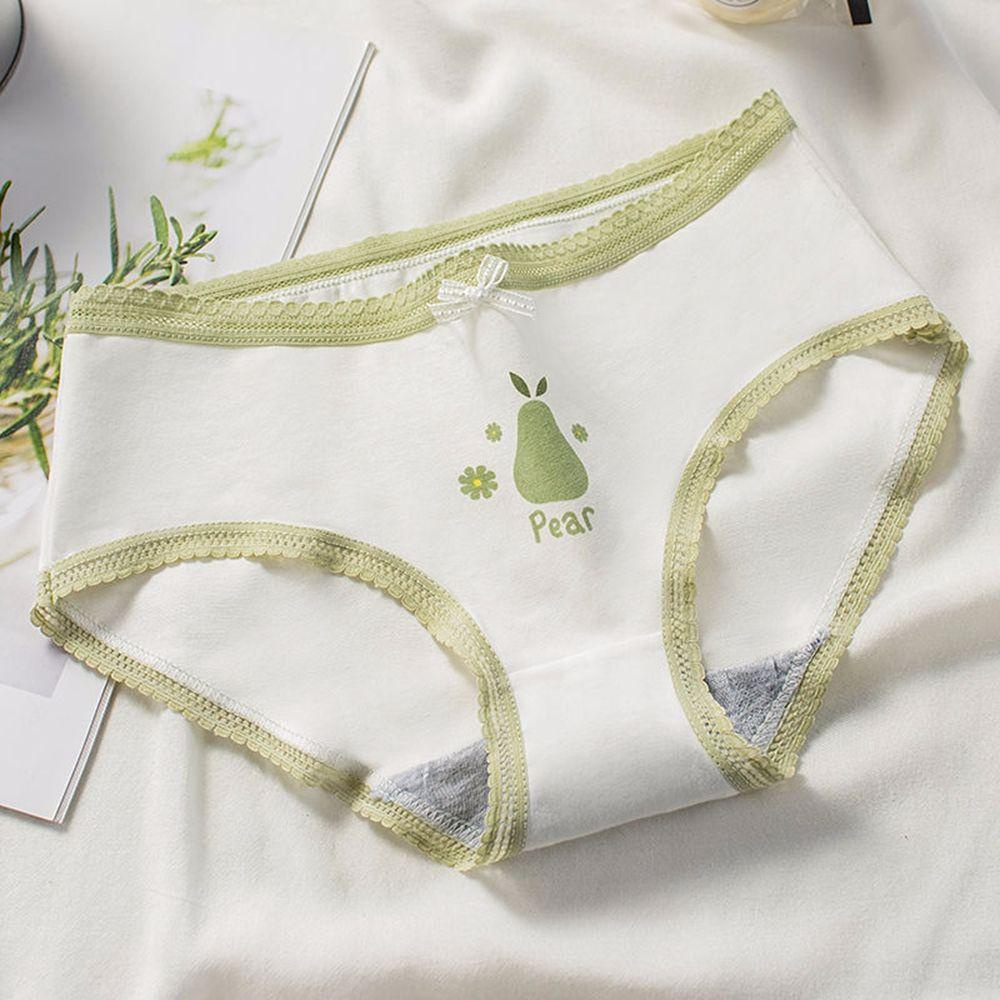 Quần Lót Cotton Thoáng Khí In Họa Tiết Trái Lê Hoạt Hình Phong Cách Hàn Quốc Cho Nữ
