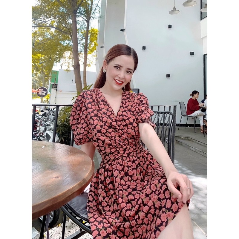 Váy Nữ 💖FREESHIP💖 Đầm Tay Ngắn Cổ Tim Họa Tiết Hoa Cúc Thời Trang | BigBuy360 - bigbuy360.vn