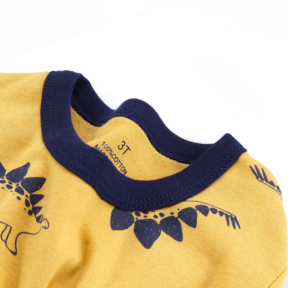 Bộ đồ Soffny gồm áo thun tay ngắn và quần ngắn vải cotton họa tiết khủng long hoạt hình thời trang dành cho bé trai