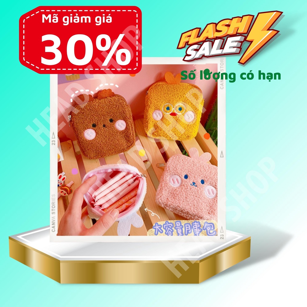 Túi Đựng Băng Vệ Sinh, mỹ phẩm, đồ cá nhân Kiểu Dáng Hàn Quốc dễ thương nhỏ gọn Cho Nữ 14*14CM SH125 Head shop
