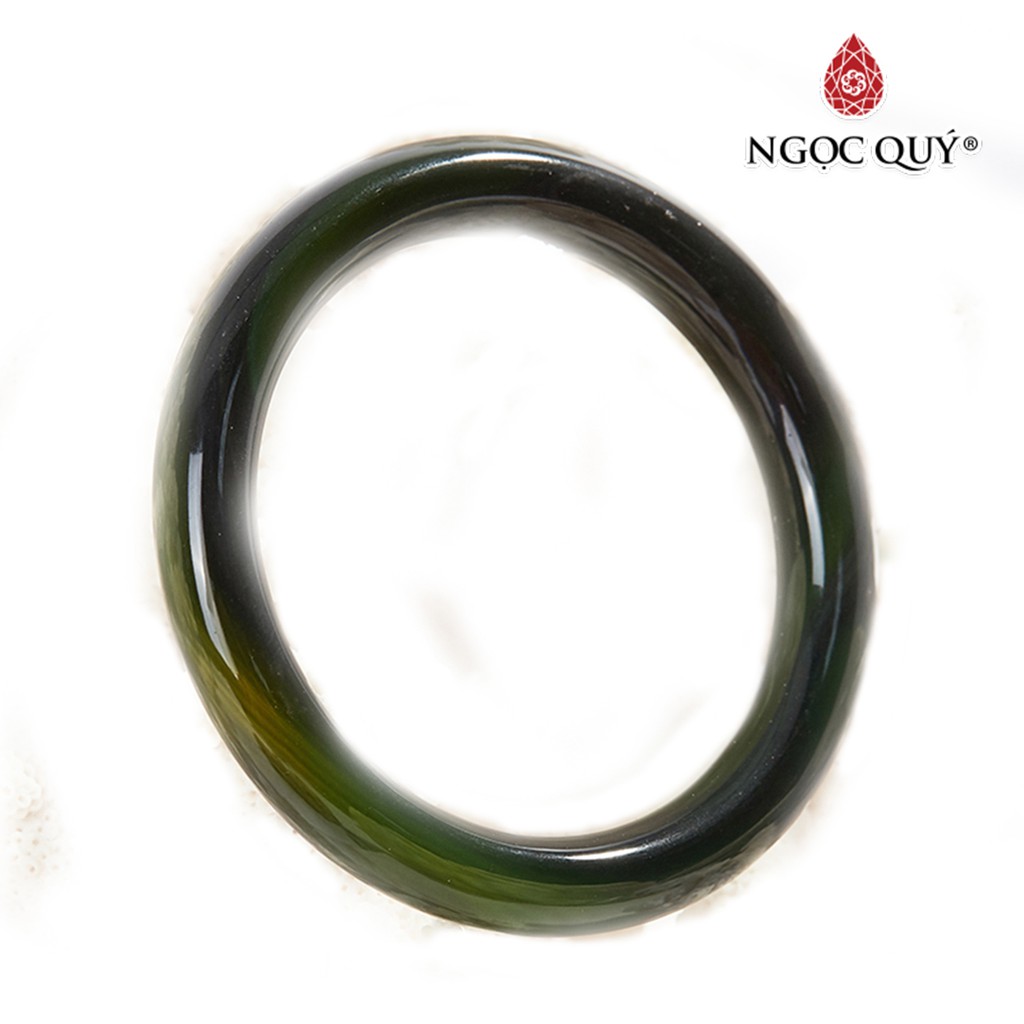 Vòng tay mã não xanh rêu bản tròn 10mm - Ngọc Quý