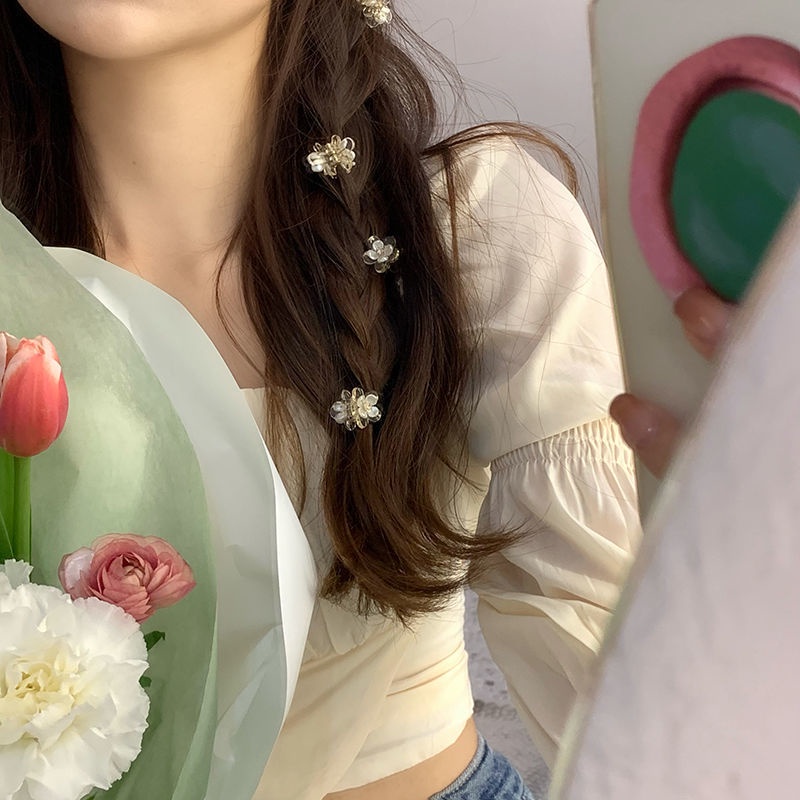 Kẹp Tóc Đính Đá Hình Hoa Mini