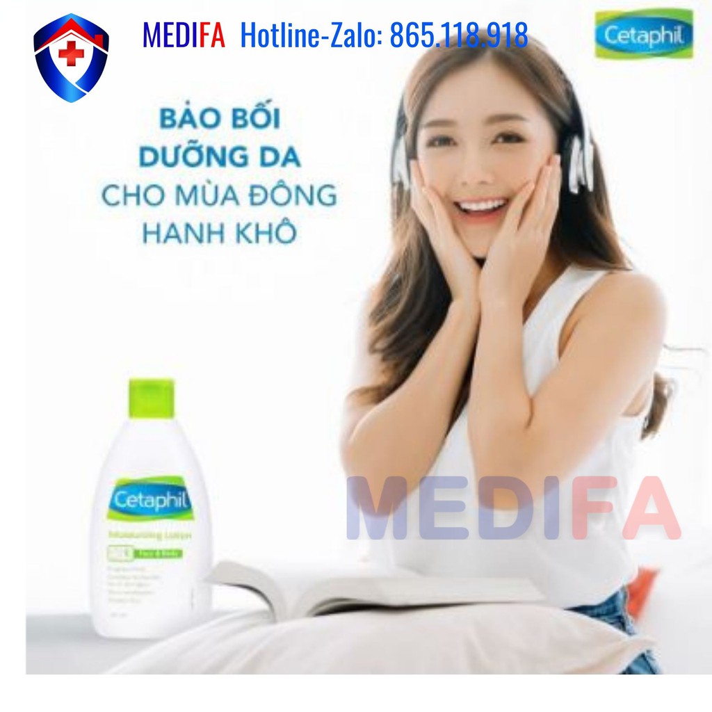 Sữa dưỡng ẩm toàn thân và da mặt không chứa kiềm, không tạo nhân trứng cá, không chứa hương liệu CETAPHIL MOISTURIZING