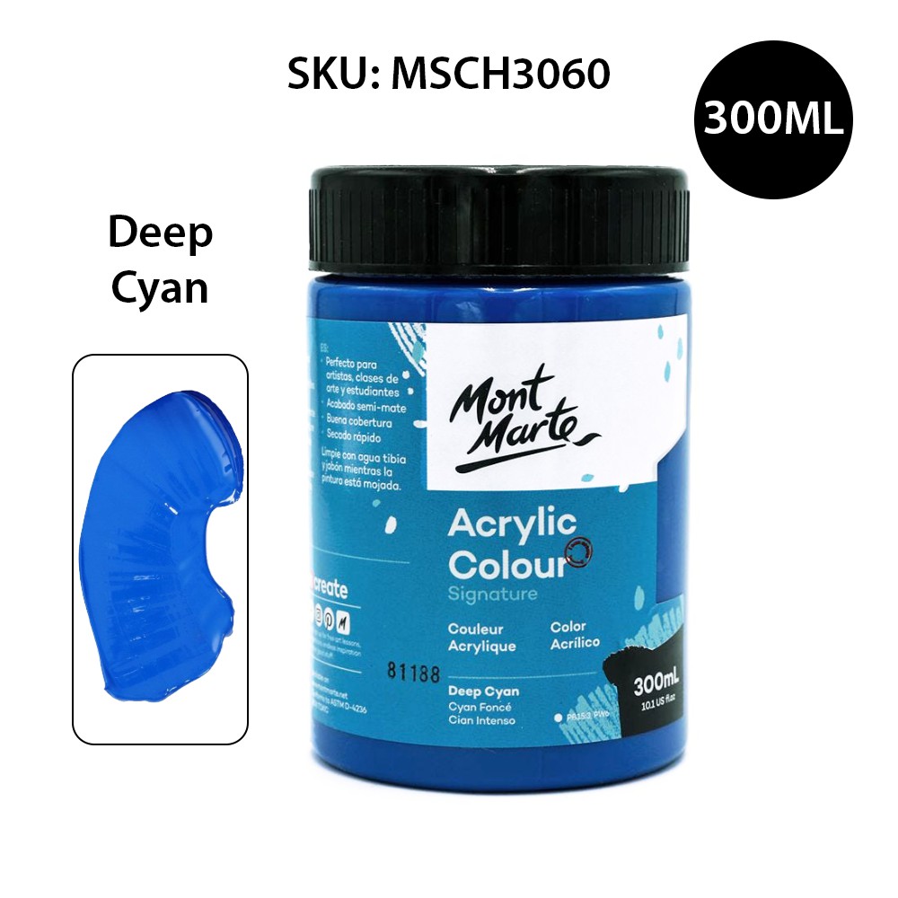 Màu Acrylic Mont Marte 300ml - Deep Cyan - Acrylic Colour Paint Signature 300ml (10.1oz) - MSCH3060