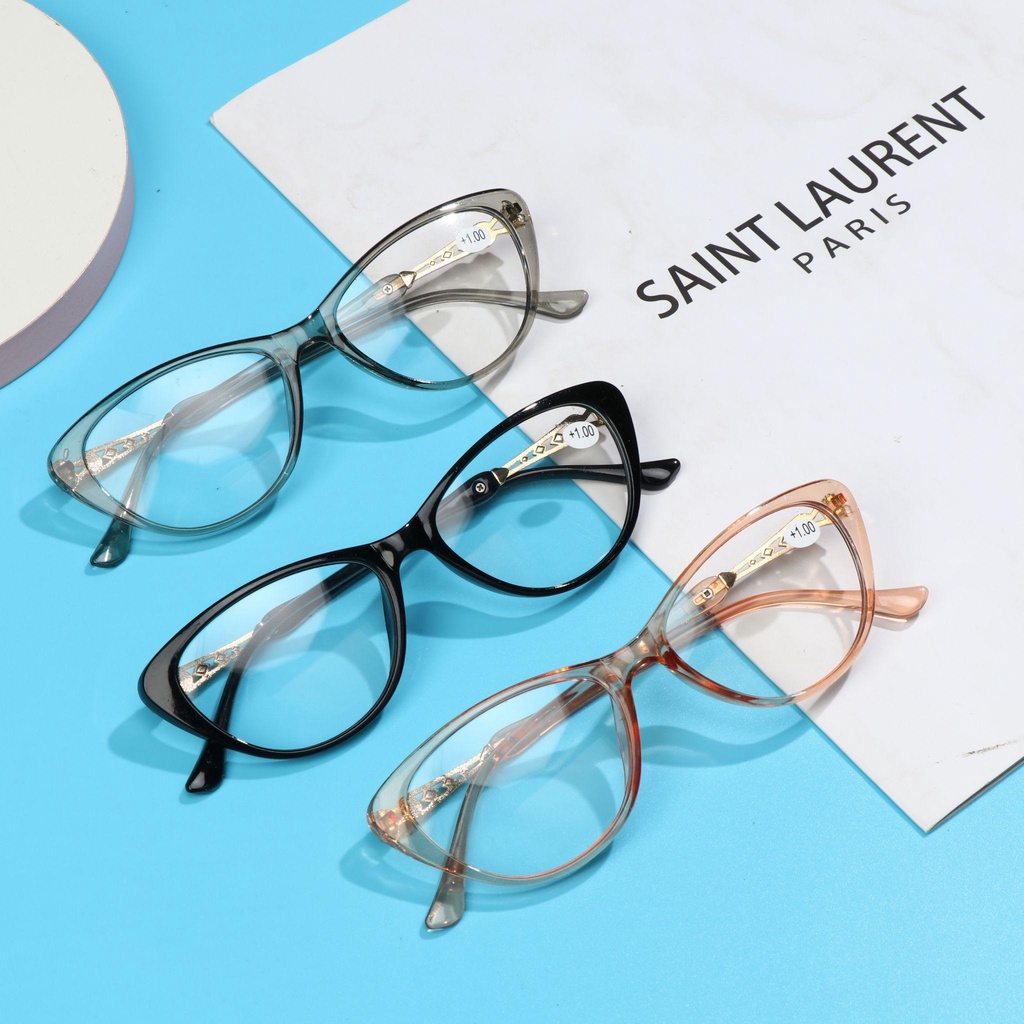 Kính Đọc Sách Mắt Mèo Trong Suốt + 1.0 ~ + 4.0