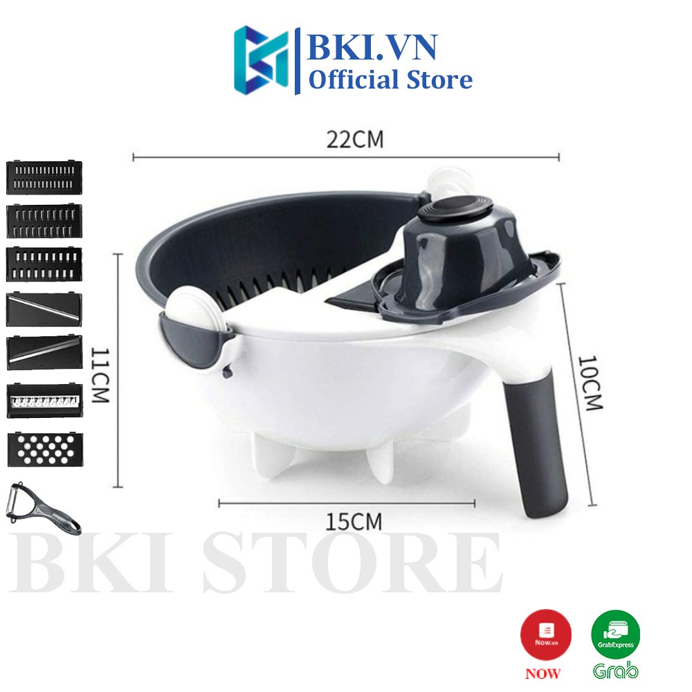 Bộ Nạo Rau Củ Đa Năng 9 In 1, Có Rổ Đựng.