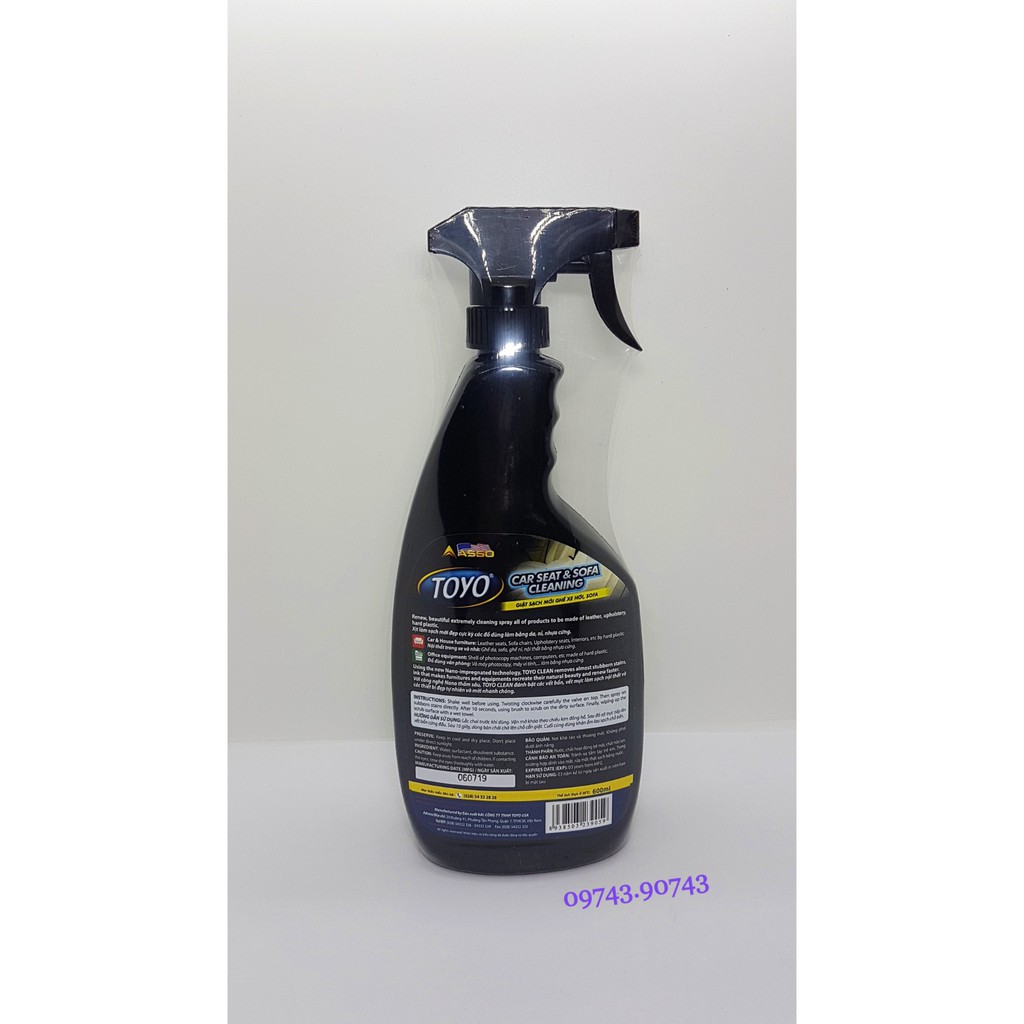 Chai Vệ Sinh Nệm Ghế Da ASSO TOYO CAR SEAT & SOFA CLEANING 600ml