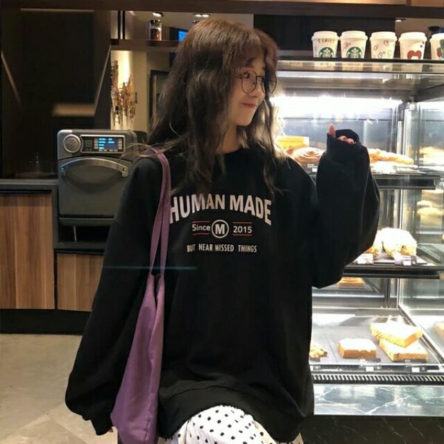 (OD)AT80 Áo nỉ da cá ulzzang Áo sweater Human Made