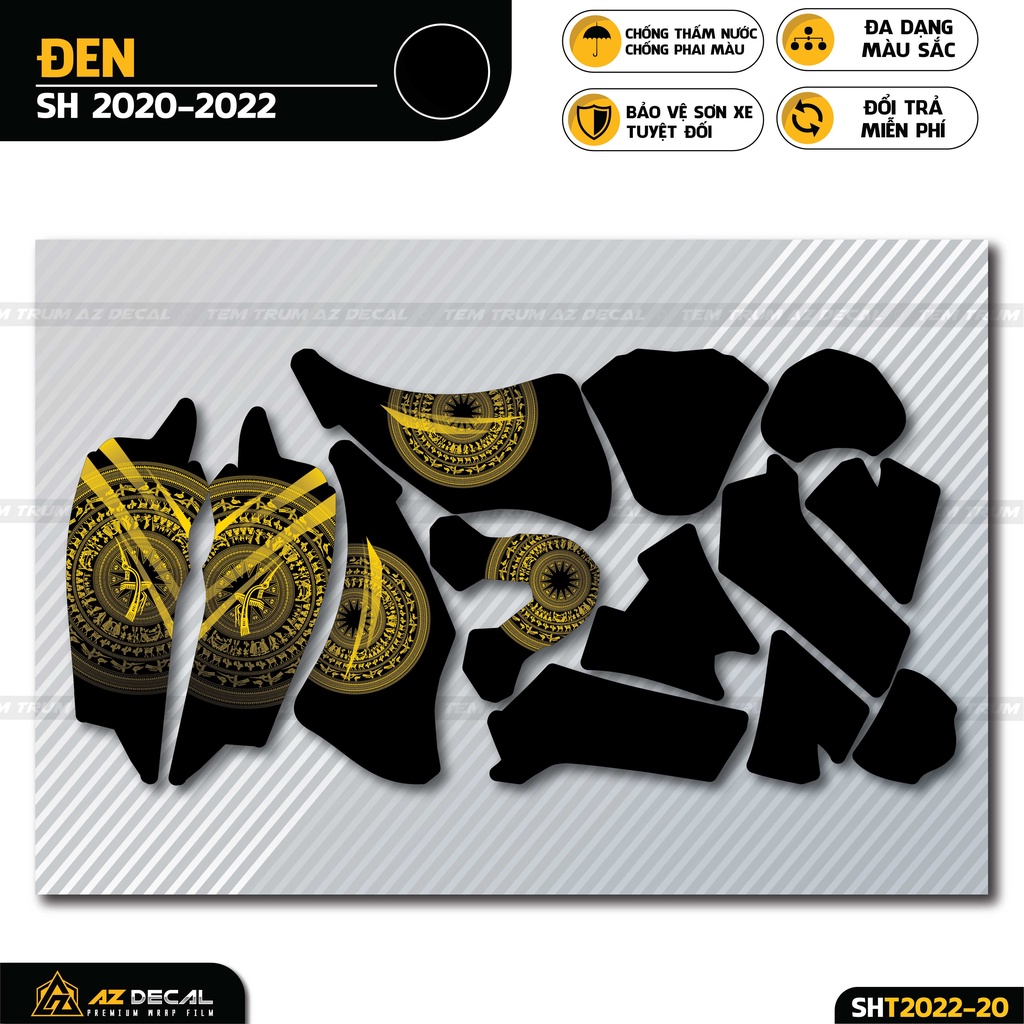 Tem Trùm SH Thiết Kế Trống Đồng | SHT-20 | Decal Dán Xe SH 2017 - 2019 - 2020 - 2021 - 2022 Chống Nước, Bền Màu