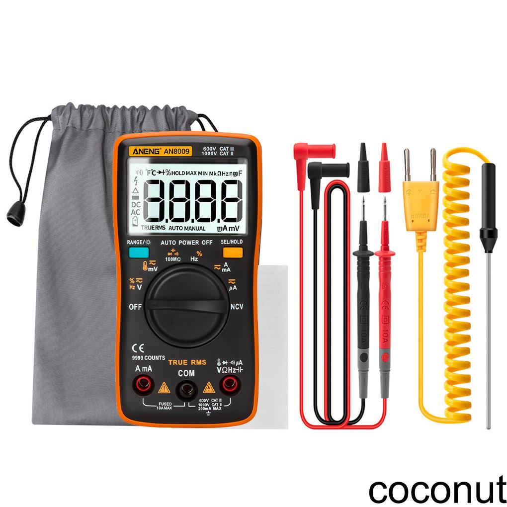 Đồng hồ vạn năng ANENG AN8009 kiểm tra vôn/ampe tự động có đèn nền LCD thiết kế cầm tay chuyên nghiệp